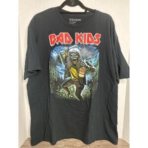 REASON BRAND NY Men's Black Graphic T-Shirt XXL Bad Kids Grunge Goth